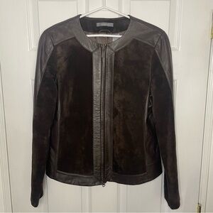 Liz Claiborne 100% Suede Brown Leather Zip Jacket 10